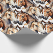 Papier Cadeau Aquarelle Chevaux mignons Animaux Nature (Coin)
