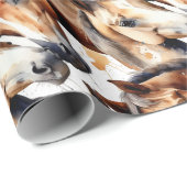 Papier Cadeau Aquarelle Chevaux mignons Animaux Nature (Coin rond)