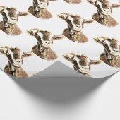 Papier Cadeau Aquarelle Chèvre animal de ferme (Coin)