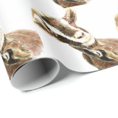 Papier Cadeau Aquarelle Chèvre animal de ferme (Coin rond)