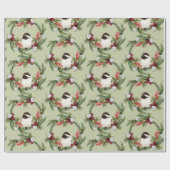 Papier Cadeau Aquarelle Chickadee Bird Chemin de Noël (Plat)