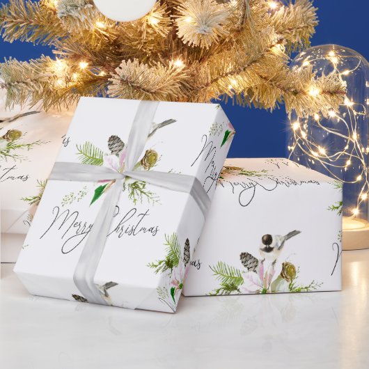 Papier Cadeau Aquarelle Chickadee Oiseau Nature Art (Vacances)