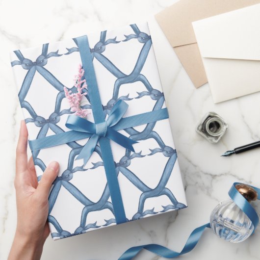 Papier Cadeau Aquarelle Chinoiserie Blue Bows (Cadeaux)