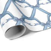 Papier Cadeau Aquarelle Chinoiserie Blue Bows (Coin rond)