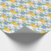 Papier Cadeau Aquarelle Chinoiserie Mandarins & Ornements (Coin)