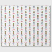 Papier Cadeau Aquarelle Chinoiserie Noël Bow rouge Topio (Plat)