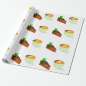 Papier Cadeau Aquarelle Chocolat Gâteau Au Café (Déroulé)