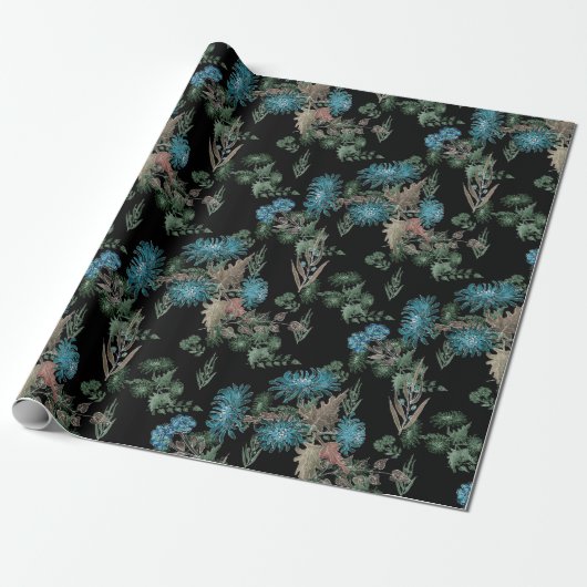 Papier Cadeau Aquarelle, chrysanthèmes (Déroulé)