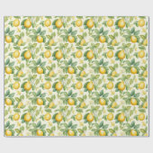 Papier Cadeau Aquarelle Citron d'Été (Plat)