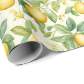 Papier Cadeau Aquarelle Citron d'Été (Coin rond)