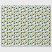 Papier Cadeau Aquarelle Citron et Noël Motif Holly (Plat)