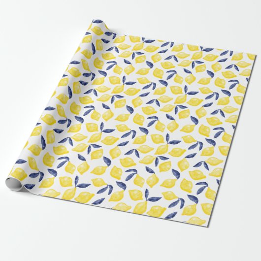 Papier Cadeau Aquarelle Citron Motif (Déroulé)