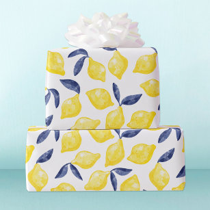 Papier Cadeau Aquarelle Citron Motif