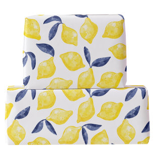 Papier Cadeau Aquarelle Citron Motif