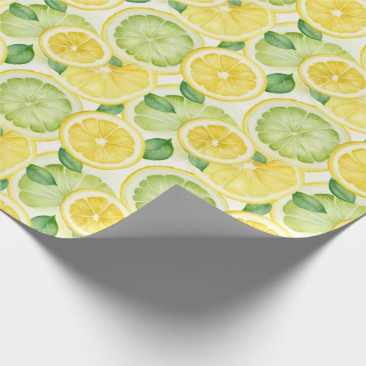 Papier Cadeau Aquarelle Citron Vert Jaune (Coin)
