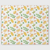 Papier Cadeau Aquarelle Citrons et Popsicules d'été (Plat)