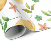 Papier Cadeau Aquarelle Citrons et Popsicules d'été (Coin rond)