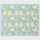 Papier Cadeau Aquarelle citrons fruits agrumes nature jaune frai (Plat)