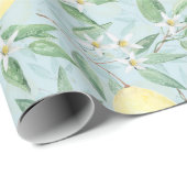 Papier Cadeau Aquarelle citrons fruits agrumes nature jaune frai (Coin rond)