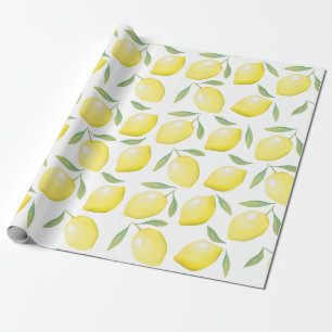 Papier Cadeau Aquarelle Citrons jaunes