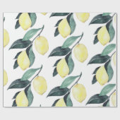 Papier Cadeau Aquarelle Citrons jaunes Motif sans couture (Plat)