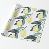 Papier Cadeau Aquarelle Citrons jaunes Motif sans couture (Déroulé)