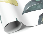 Papier Cadeau Aquarelle Citrons jaunes Motif sans couture (Coin rond)