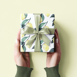 Papier Cadeau Aquarelle Citrons jaunes Motif sans couture