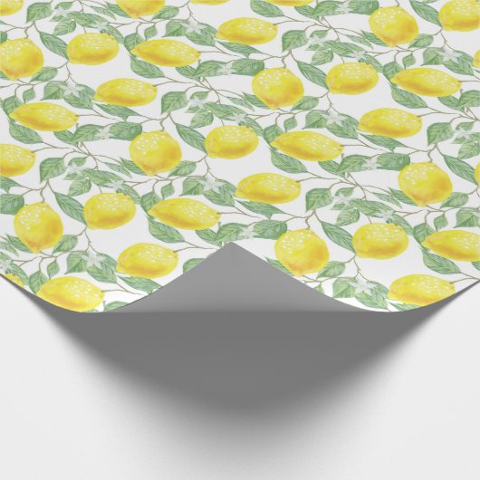 Papier Cadeau Aquarelle claire Citrons Citrus Verdure été (Coin)