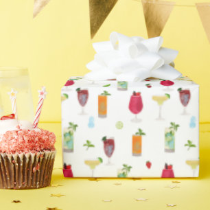 Papier Cadeau Aquarelle Cocktails & Boissons de fête