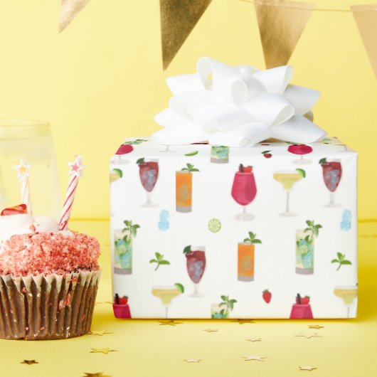 Papier Cadeau Aquarelle Cocktails & Boissons de fête (Fête d'anniversaire)