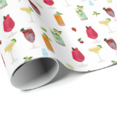 Papier Cadeau Aquarelle Cocktails & Boissons de fête (Coin rond)