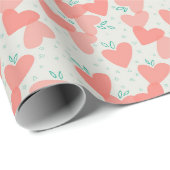 Papier Cadeau Aquarelle Coeurs roses Motif Saint-Valentin (Coin rond)