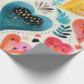 Papier Cadeau Aquarelle Coeurs Valentine (Coin)