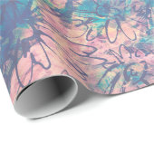 Papier Cadeau Aquarelle colorée Abstraite motif floral (Coin rond)