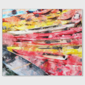 Papier Cadeau Aquarelle colorée de Kayak (Plat)