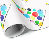 Papier Cadeau Aquarelle colorée du sapin de Noël (Coin rond)