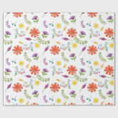 Papier Cadeau Aquarelle colorée Fleurs de Fiesta mexicaines (Plat)