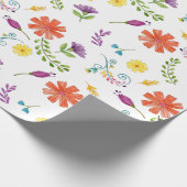 Papier Cadeau Aquarelle colorée Fleurs de Fiesta mexicaines (Coin)