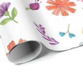 Papier Cadeau Aquarelle colorée Fleurs de Fiesta mexicaines (Coin rond)