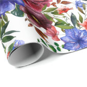 Papier Cadeau Aquarelle colorée Floral (Coin rond)