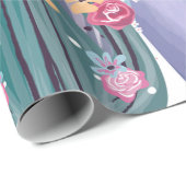 Papier Cadeau Aquarelle colorée Motif Cactus (Coin rond)