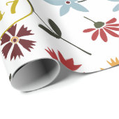 Papier Cadeau Aquarelle colorée Motif floral (Coin rond)