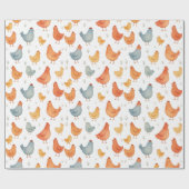 Papier Cadeau Aquarelle colorée Poulet Agritourisme Whimsy (Plat)