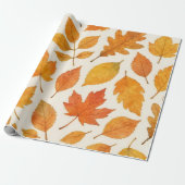 Papier Cadeau Aquarelle Copperleaf Feuilles d'automne (Déroulé)