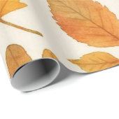 Papier Cadeau Aquarelle Copperleaf Feuilles d'automne (Coin rond)