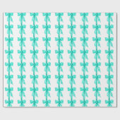 Papier Cadeau Aquarelle Coquette Turquoise Bows (Plat)