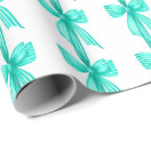 Papier Cadeau Aquarelle Coquette Turquoise Bows (Coin rond)