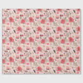 Papier Cadeau Aquarelle cosmétique floraux de Noël (Plat)