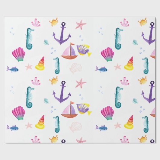 Papier Cadeau Aquarelle côtière (Plat)